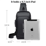 (Wallet ফ্রি) shoulder bag With Lock - Black - Image 4