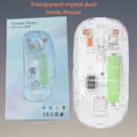 Dual Mode Wireless Crystal Mouse – Rechargeable, Silent, USB & Bluetooth