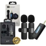 K35 Dual Wireless Microphone with Noise Cancelling for Smartphones & Cameras
