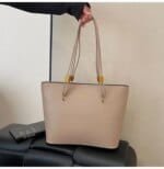 Minimalist Large Tote Bag for Women – Elegant Leather Shoulder Handbag for Work & Everyday Use (Black, Beige, Cream, Brown) - Image 14