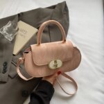 Elegant Mini Top Handle Handbag for Women – Chic Crossbody Purse with Gold Lock (Pink, Green, Beige, Black, White) - Image 4