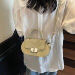 Elegant Mini Top Handle Handbag for Women – Chic Crossbody Purse with Gold Lock (Pink, Green, Beige, Black, White) - Image 15