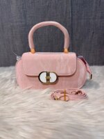 Elegant Mini Top Handle Handbag for Women – Chic Crossbody Purse with Gold Lock (Pink, Green, Beige, Black, White) - Image 6