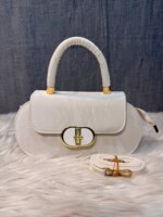 Elegant Mini Top Handle Handbag for Women – Chic Crossbody Purse with Gold Lock (Pink, Green, Beige, Black, White) - Image 17