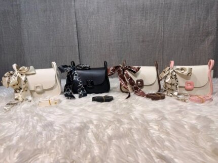 Trendy mini crossbody bag for women with silk scarf and flap closure design