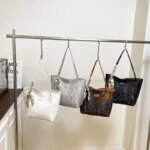 Large Tote Bag with Scarf Detail – Stylish Python Texture Shoulder Bag for Women (Brown, White, Silver, Black) - Image 17