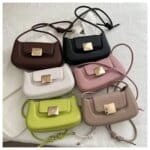 Chic Mini Crossbody Bag for Women – Stylish Leather Shoulder Purse with Gold Clasp (Black, White, Pink, Green, Beige) - Image 6