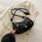 Trendy Mini Shoulder Bag with Chain Detail – Cute Y2K Style Handbag for Women (Black, Green, White, Pink) - Image 9