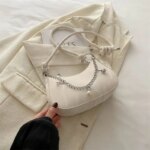 Trendy Mini Shoulder Bag with Chain Detail – Cute Y2K Style Handbag for Women (Black, Green, White, Pink) - Image 10