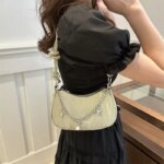 Trendy Mini Shoulder Bag with Chain Detail – Cute Y2K Style Handbag for Women (Black, Green, White, Pink) - Image 17