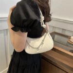 Trendy Mini Shoulder Bag with Chain Detail – Cute Y2K Style Handbag for Women (Black, Green, White, Pink) - Image 16