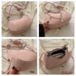 Trendy Mini Shoulder Bag with Chain Detail – Cute Y2K Style Handbag for Women (Black, Green, White, Pink) - Image 12
