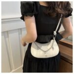 Trendy Mini Shoulder Bag with Chain Detail – Cute Y2K Style Handbag for Women (Black, Green, White, Pink) - Image 13