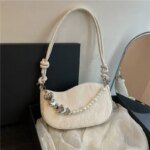 Elegant Mini Shoulder Bag with Pearl Chain – Trendy Women’s Handbag (White, Pink, Black, Ash) - Image 11