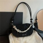 Elegant Mini Shoulder Bag with Pearl Chain – Trendy Women’s Handbag (White, Pink, Black, Ash) - Image 12