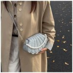 Elegant Shell Shape Pearl Handbag for Women – Trendy Crossbody & Shoulder Mini Party Bag (Blue, White, Pink, Ash) - Image 31
