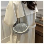 Elegant Shell Shape Pearl Handbag for Women – Trendy Crossbody & Shoulder Mini Party Bag (Blue, White, Pink, Ash) - Image 26