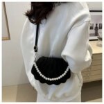 Elegant Shell Shape Pearl Handbag for Women – Trendy Crossbody & Shoulder Mini Party Bag (Blue, White, Pink, Ash) - Image 25