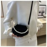 Elegant Shell Shape Pearl Handbag for Women – Trendy Crossbody & Shoulder Mini Party Bag (Blue, White, Pink, Ash) - Image 24