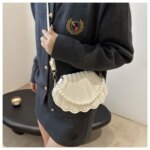 Elegant Shell Shape Pearl Handbag for Women – Trendy Crossbody & Shoulder Mini Party Bag (Blue, White, Pink, Ash) - Image 29