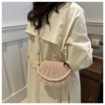 Elegant Shell Shape Pearl Handbag for Women – Trendy Crossbody & Shoulder Mini Party Bag (Blue, White, Pink, Ash) - Image 22