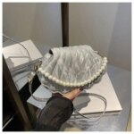 Elegant Shell Shape Pearl Handbag for Women – Trendy Crossbody & Shoulder Mini Party Bag (Blue, White, Pink, Ash) - Image 11