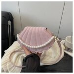 Trendy Shell Shape Pearl Handbag for Women – Stylish Crossbody & Shoulder Mini Bag (Pink, Brown, Cream, Black) - Image 8