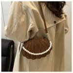 Trendy Shell Shape Pearl Handbag for Women – Stylish Crossbody & Shoulder Mini Bag (Pink, Brown, Cream, Black) - Image 17