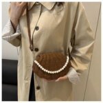 Trendy Shell Shape Pearl Handbag for Women – Stylish Crossbody & Shoulder Mini Bag (Pink, Brown, Cream, Black) - Image 16