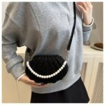 Trendy Shell Shape Pearl Handbag for Women – Stylish Crossbody & Shoulder Mini Bag (Pink, Brown, Cream, Black) - Image 15