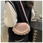 Trendy Shell Shape Pearl Handbag for Women – Stylish Crossbody & Shoulder Mini Bag (Pink, Brown, Cream, Black) - Image 14
