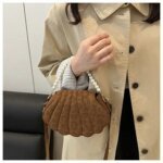 Trendy Shell Shape Pearl Handbag for Women – Stylish Crossbody & Shoulder Mini Bag (Pink, Brown, Cream, Black) - Image 12