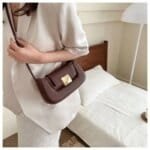 Chic Mini Crossbody Bag for Women – Stylish Leather Shoulder Purse with Gold Clasp (Black, White, Pink, Green, Beige) - Image 4