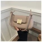 Chic Mini Crossbody Bag for Women – Stylish Leather Shoulder Purse with Gold Clasp (Black, White, Pink, Green, Beige) - Image 8