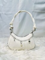 Trendy Mini Shoulder Bag with Chain Detail – Cute Y2K Style Handbag for Women (Black, Green, White, Pink) - Image 3