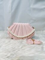 Elegant Shell Shape Pearl Handbag for Women – Trendy Crossbody & Shoulder Mini Party Bag (Blue, White, Pink, Ash) - Image 2