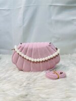 Trendy Shell Shape Pearl Handbag for Women – Stylish Crossbody & Shoulder Mini Bag (Pink, Brown, Cream, Black) - Image 3
