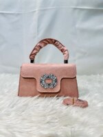 Elegant Top Handle Handbag with Crystal Buckle – Luxury Mini Crossbody Bag for Women (Brown, Pink, Black, Burgundy, Mustard) - Image 6