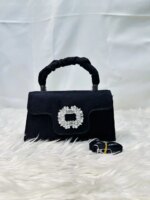 Elegant Top Handle Handbag with Crystal Buckle – Luxury Mini Crossbody Bag for Women (Brown, Pink, Black, Burgundy, Mustard) - Image 3