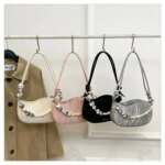 Elegant Mini Shoulder Bag with Pearl Chain – Trendy Women’s Handbag (White, Pink, Black, Ash) - Image 15