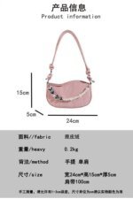 Elegant Mini Shoulder Bag with Pearl Chain – Trendy Women’s Handbag (White, Pink, Black, Ash) - Image 16