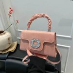 Elegant Top Handle Handbag with Crystal Buckle – Luxury Mini Crossbody Bag for Women (Brown, Pink, Black, Burgundy, Mustard) - Image 21