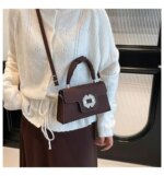 Elegant Top Handle Handbag with Crystal Buckle – Luxury Mini Crossbody Bag for Women (Brown, Pink, Black, Burgundy, Mustard) - Image 22