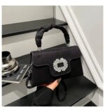 Elegant Top Handle Handbag with Crystal Buckle – Luxury Mini Crossbody Bag for Women (Brown, Pink, Black, Burgundy, Mustard) - Image 18