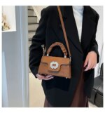 Elegant Top Handle Handbag with Crystal Buckle – Luxury Mini Crossbody Bag for Women (Brown, Pink, Black, Burgundy, Mustard) - Image 14