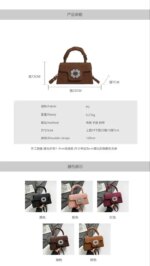 Elegant Top Handle Handbag with Crystal Buckle – Luxury Mini Crossbody Bag for Women (Brown, Pink, Black, Burgundy, Mustard) - Image 8