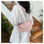 Elegant Mini Shoulder Bag with Pearl Chain – Trendy Women’s Handbag (White, Pink, Black, Ash) - Image 7