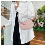 Elegant Mini Shoulder Bag with Pearl Chain – Trendy Women’s Handbag (White, Pink, Black, Ash) - Image 5
