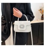 Luxury Mini Top Handle Handbag for Women – Elegant Rhinestone Buckle Crossbody Purse (Pink, Black, Green, White, Orange) - Image 9