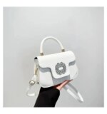 Luxury Mini Top Handle Handbag for Women – Elegant Rhinestone Buckle Crossbody Purse (Pink, Black, Green, White, Orange) - Image 13